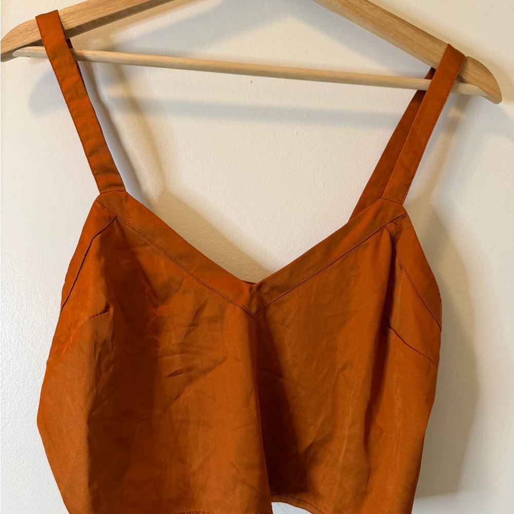 Forever 21 Satin Burnt Orange Crop Top